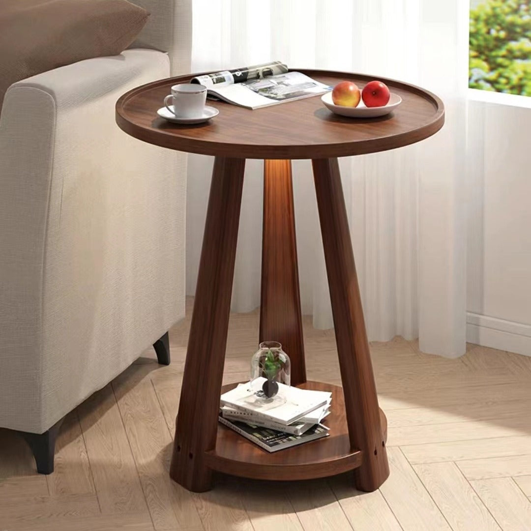 Minimalist Triangle Wood 2-Tier Side Table