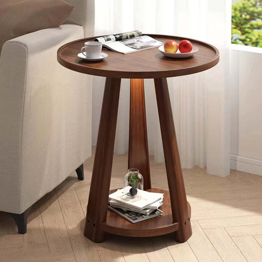 Minimalist Triangle Wood 2-Tier Side Table