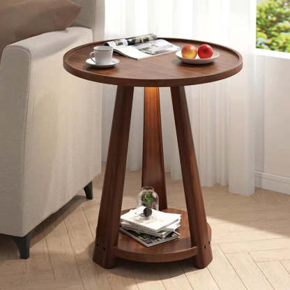 Minimalist Triangle Wood 2-Tier Side Table