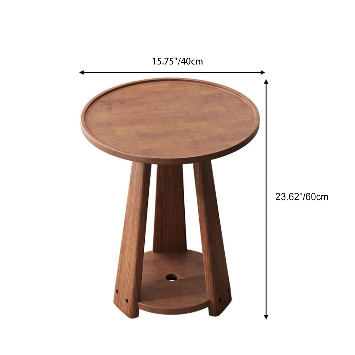 Minimalist Triangle Wood 2-Tier Side Table — Original Wood Color