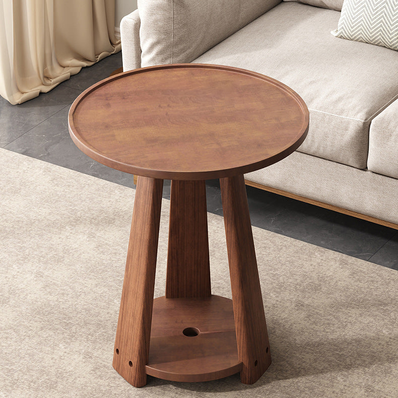 Minimalist Triangle Wood 2-Tier Side Table