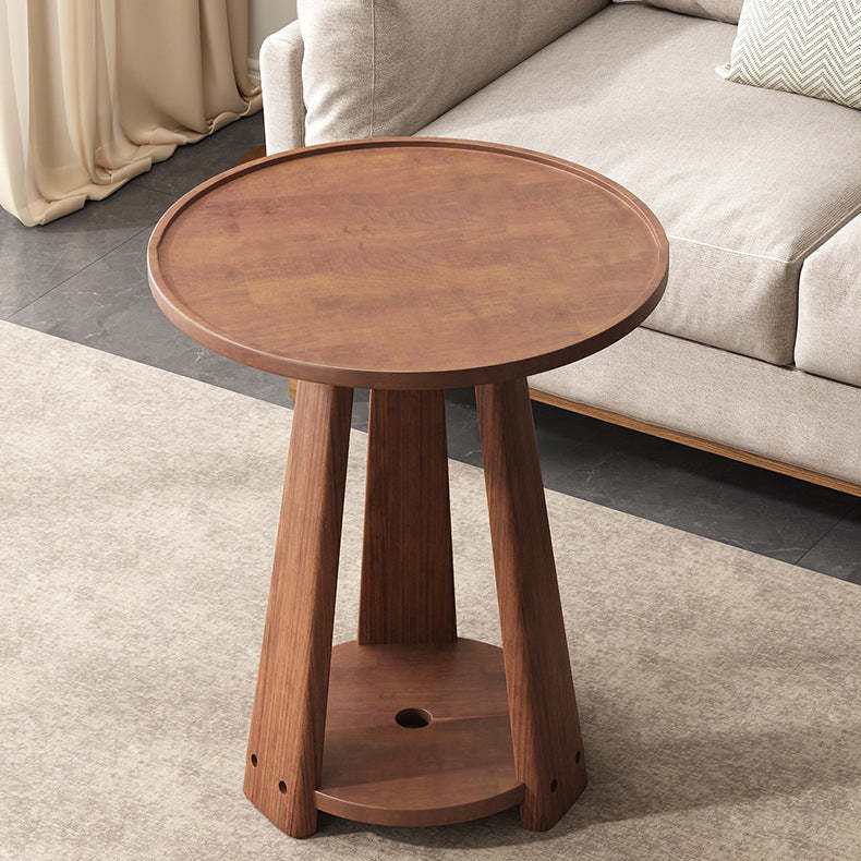 Minimalist Triangle Wood 2-Tier Side Table