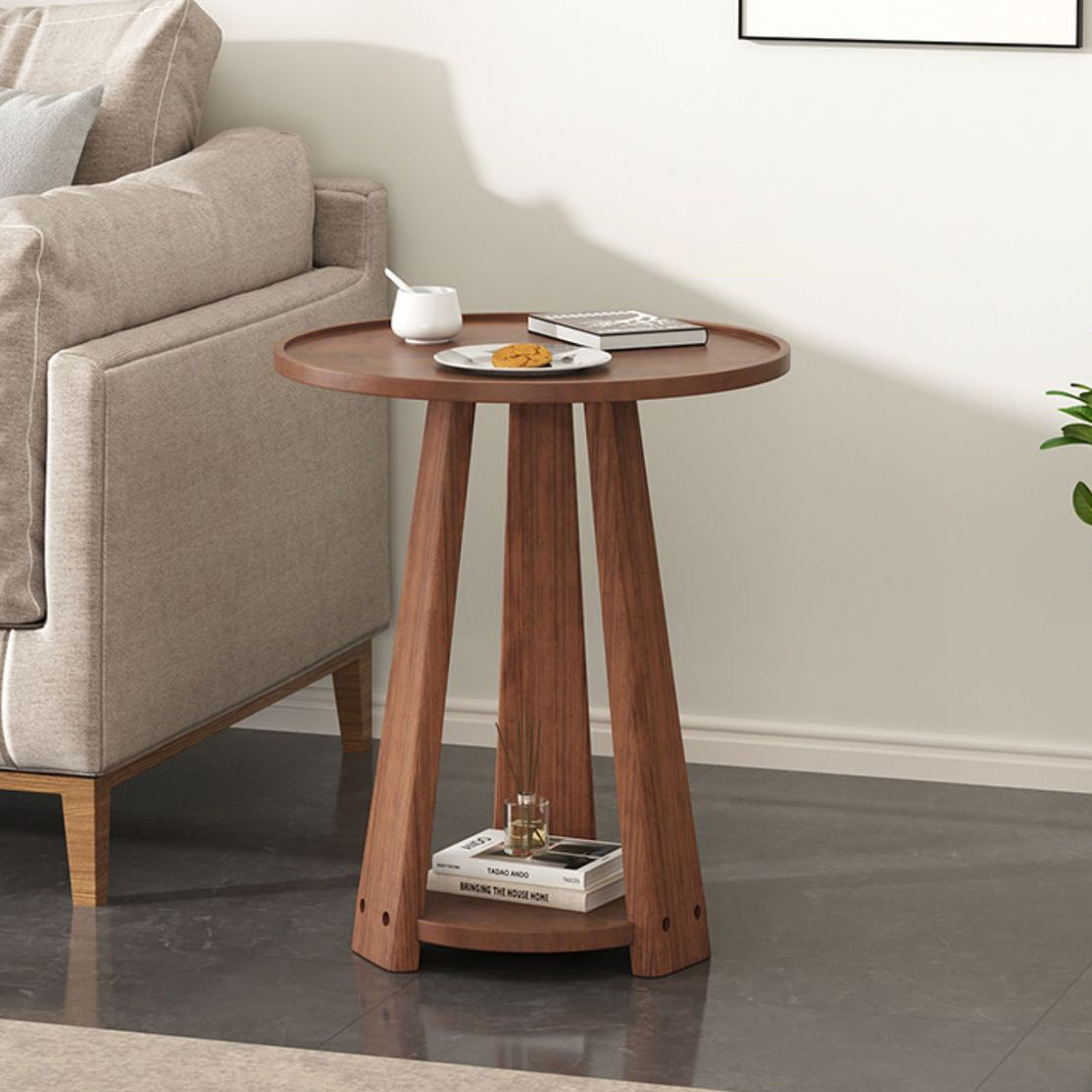 Minimalist Triangle Wood 2-Tier Side Table