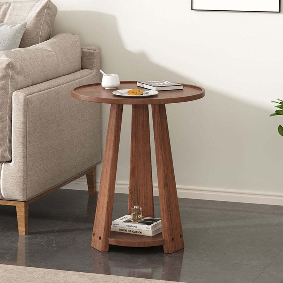 Minimalist Triangle Wood 2-Tier Side Table