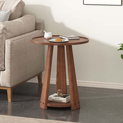 Minimalist Triangle Wood 2-Tier Side Table