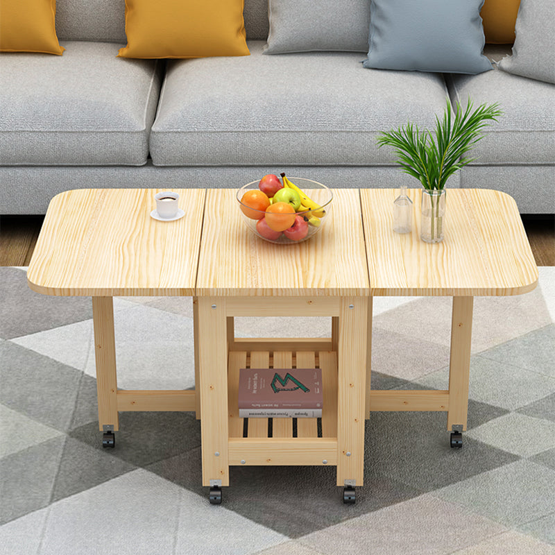 Wood leather linen expandable foldable coffee tables - minimalist