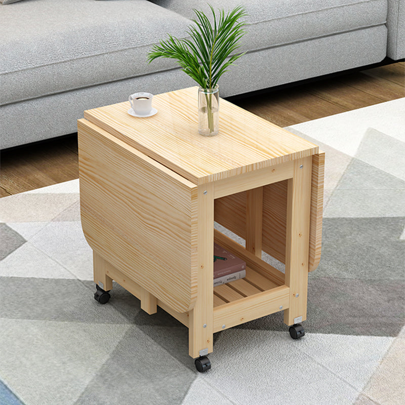 Minimalist Foldable Expandable Wood 2-Tier Coffee Table