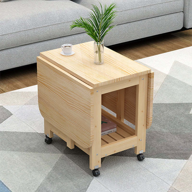 Minimalist Foldable Expandable Wood 2-Tier Coffee Table