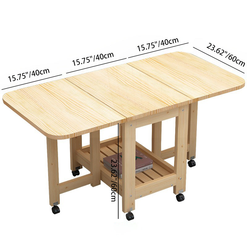 Minimalist Foldable Expandable Wood 2-Tier Coffee Table