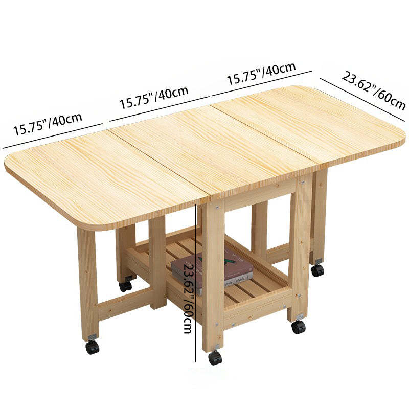 Minimalist Foldable Expandable Wood 2-Tier Coffee Table