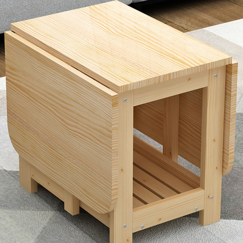 Minimalist Foldable Expandable Wood 2-Tier Coffee Table
