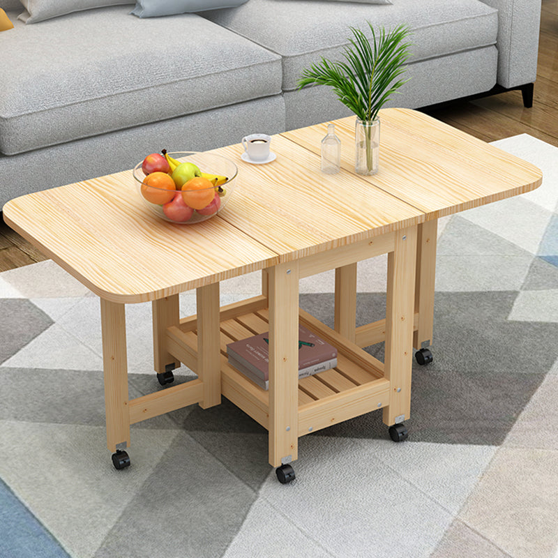 Minimalist Foldable Expandable Wood 2-Tier Coffee Table