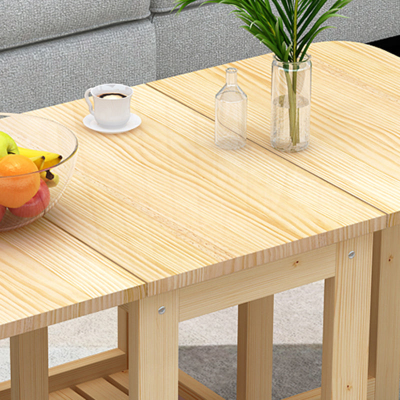 Minimalist Foldable Expandable Wood 2-Tier Coffee Table