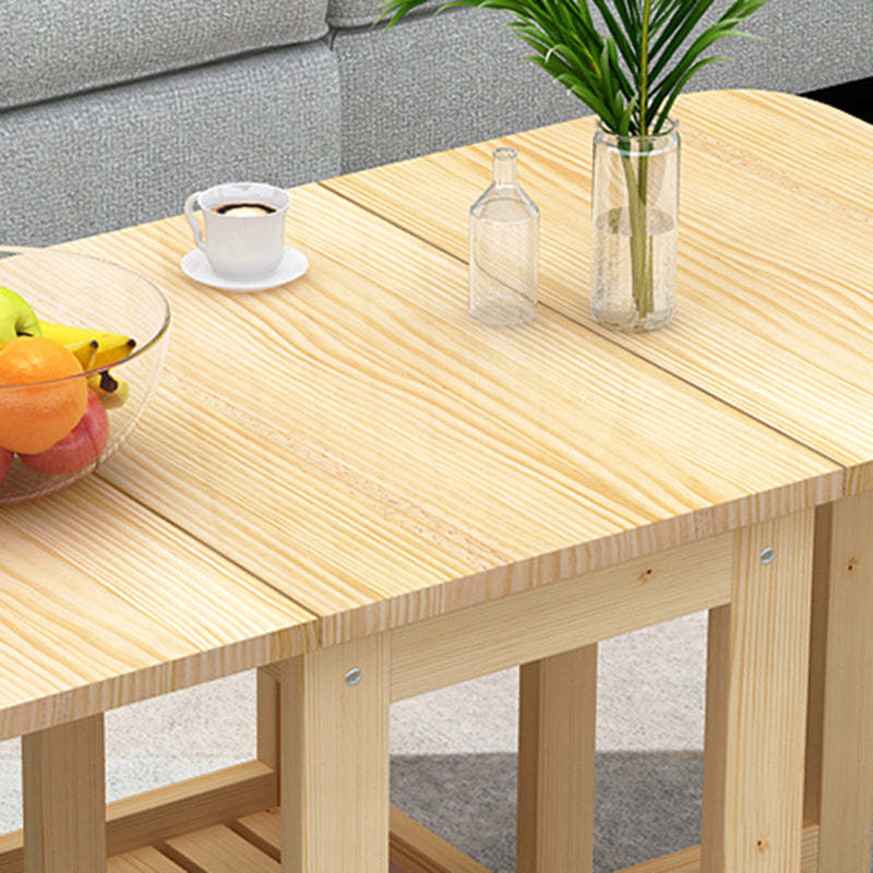 Minimalist Foldable Expandable Wood 2-Tier Coffee Table
