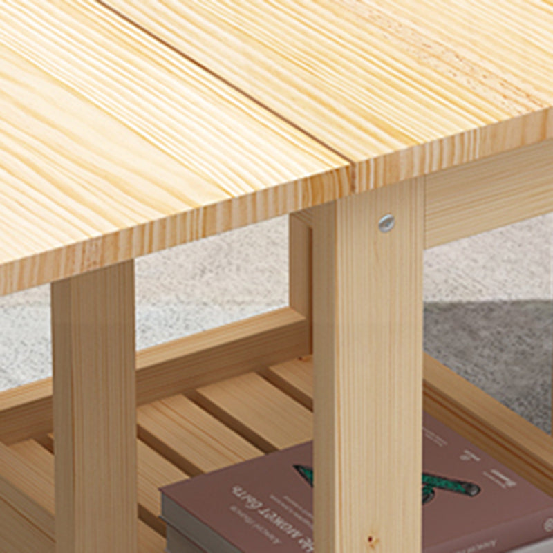 Minimalist Foldable Expandable Wood 2-Tier Coffee Table