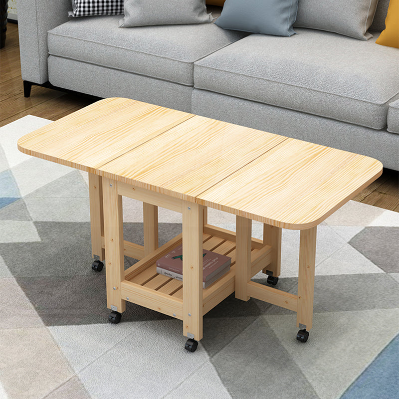 Minimalist Foldable Expandable Wood 2-Tier Coffee Table