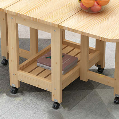 Minimalist Foldable Expandable Wood 2-Tier Coffee Table