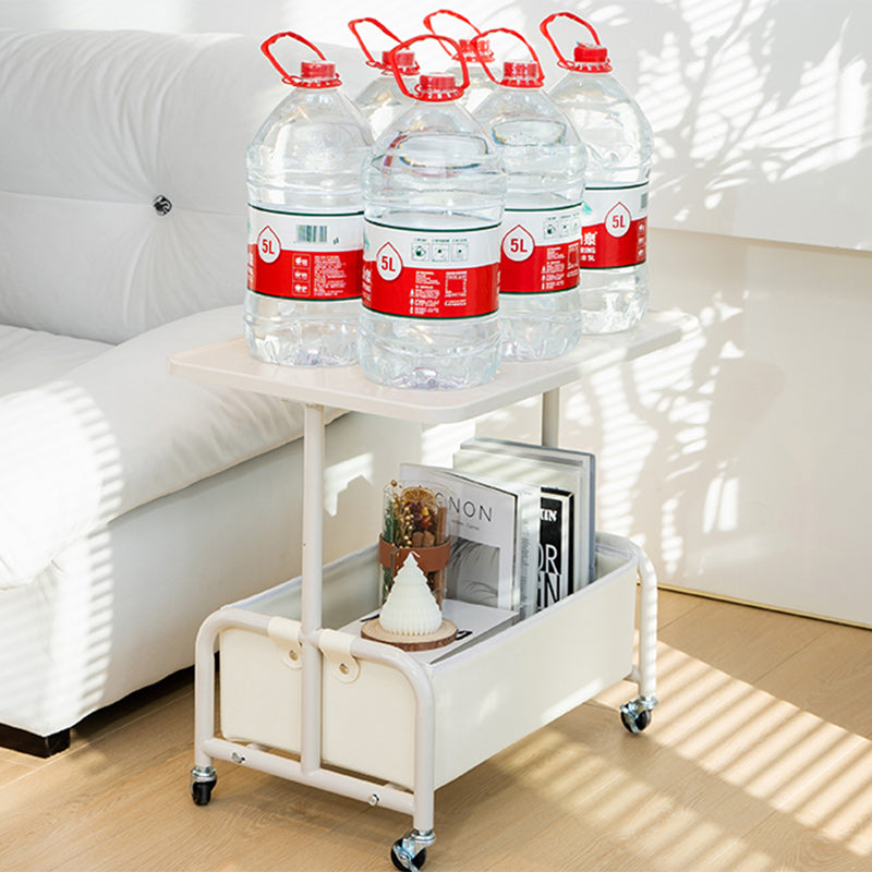 Nordic Cream Iron Glass Rock Slab 2-Tier Side Table