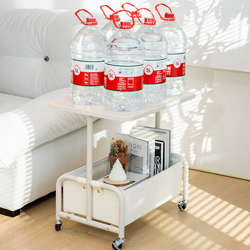 Nordic Cream Iron Glass Rock Slab 2-Tier Side Table