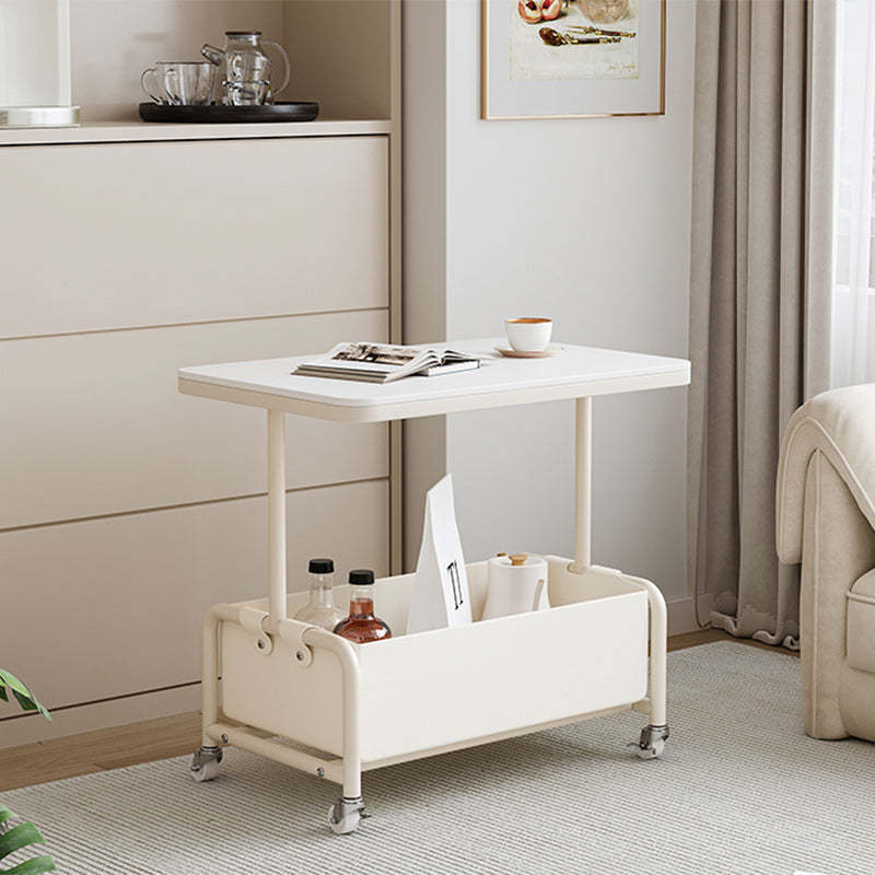 Nordic Cream Iron Glass Rock Slab 2-Tier Side Table
