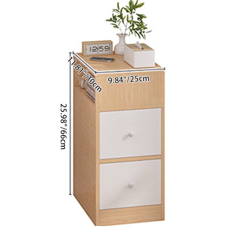 Minimalist Panel Nightstand 1/2-Drawer — B - Large / Original Wood Color