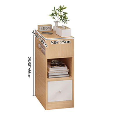 Minimalist Panel Nightstand 1/2-Drawer — B - Small / Gray