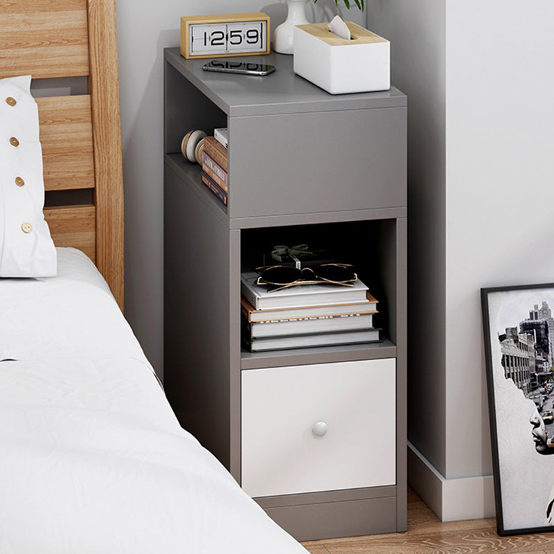 Minimalist Panel Nightstand 1/2-Drawer — B - Small / Original Wood Color