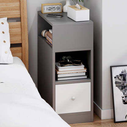 Minimalist Panel Nightstand 1/2-Drawer — B - Small / Original Wood Color