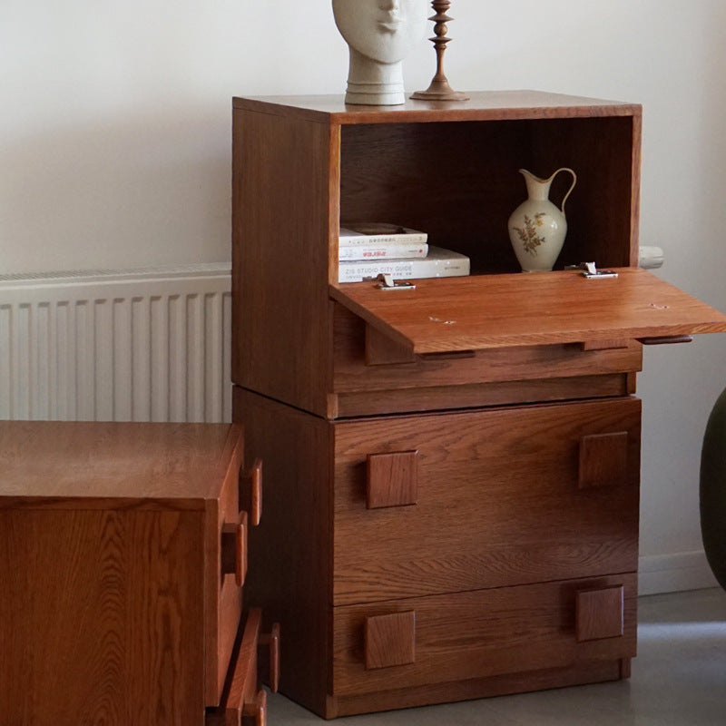 Vintage Pine Ash Wood Storage Side Table