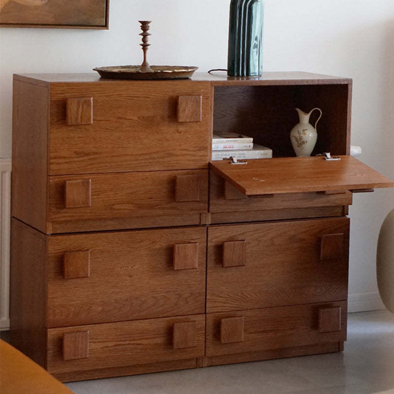 Vintage Pine Ash Wood Storage Side Table