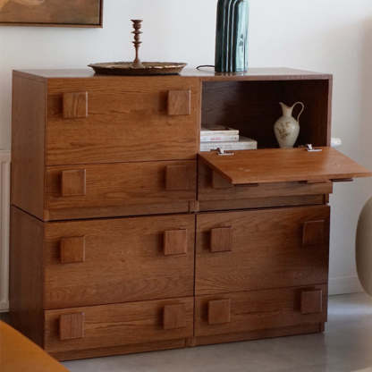 Vintage Pine Ash Wood Storage Side Table