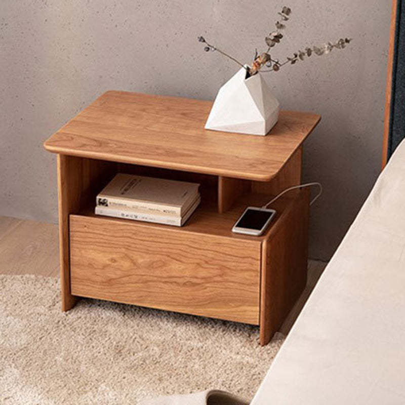 Vintage Wood Nightstand 1-Drawer