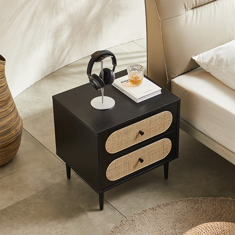 Wood mid-century 2-drawer nightstands