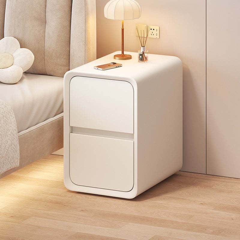 Gray mid-century 2-drawer veneer nightstands — 9.84" L x 15.75" W x 18.5" H / White