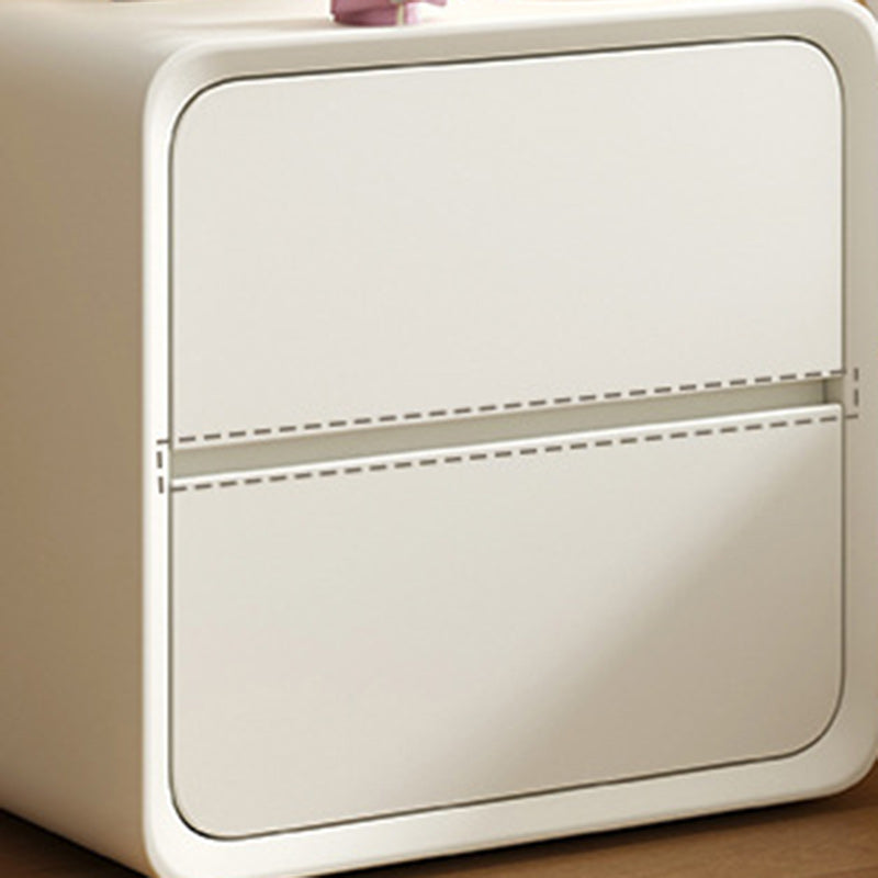 Nordic Cream Wood Veneer Nightstand 2-Drawer — Khaki