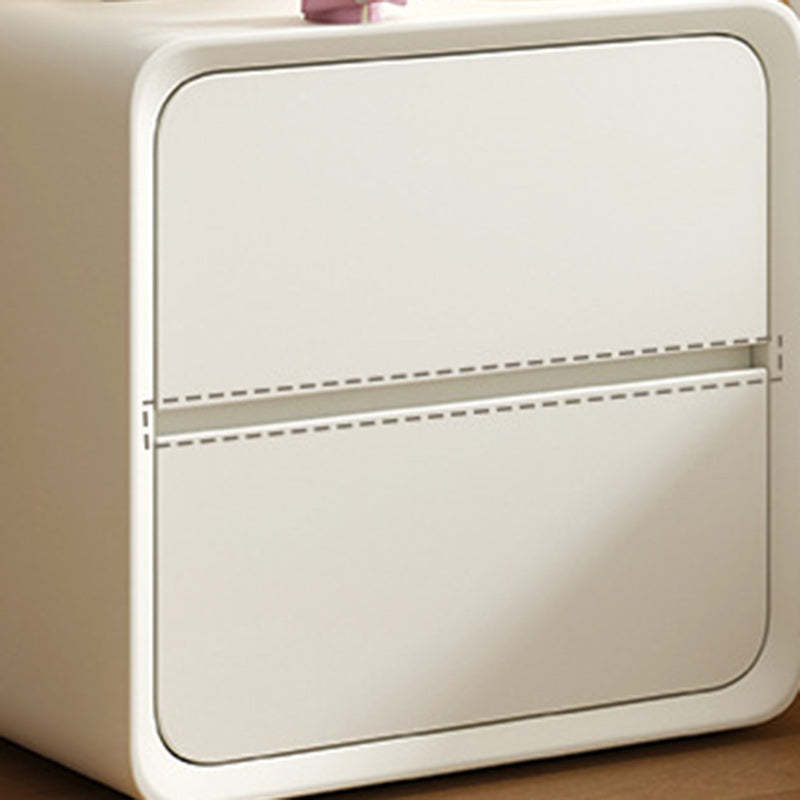 Nordic Cream Wood Veneer Nightstand 2-Drawer — Khaki