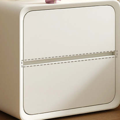 Nordic Cream Wood Veneer Nightstand 2-Drawer — Khaki