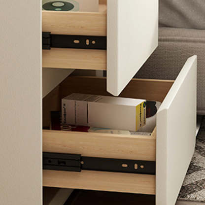 Nordic Cream Wood Veneer Nightstand 2-Drawer — Deep Gray