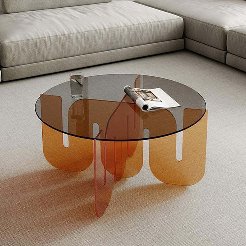 Nordic Wave Glass Coffee Table — Gray