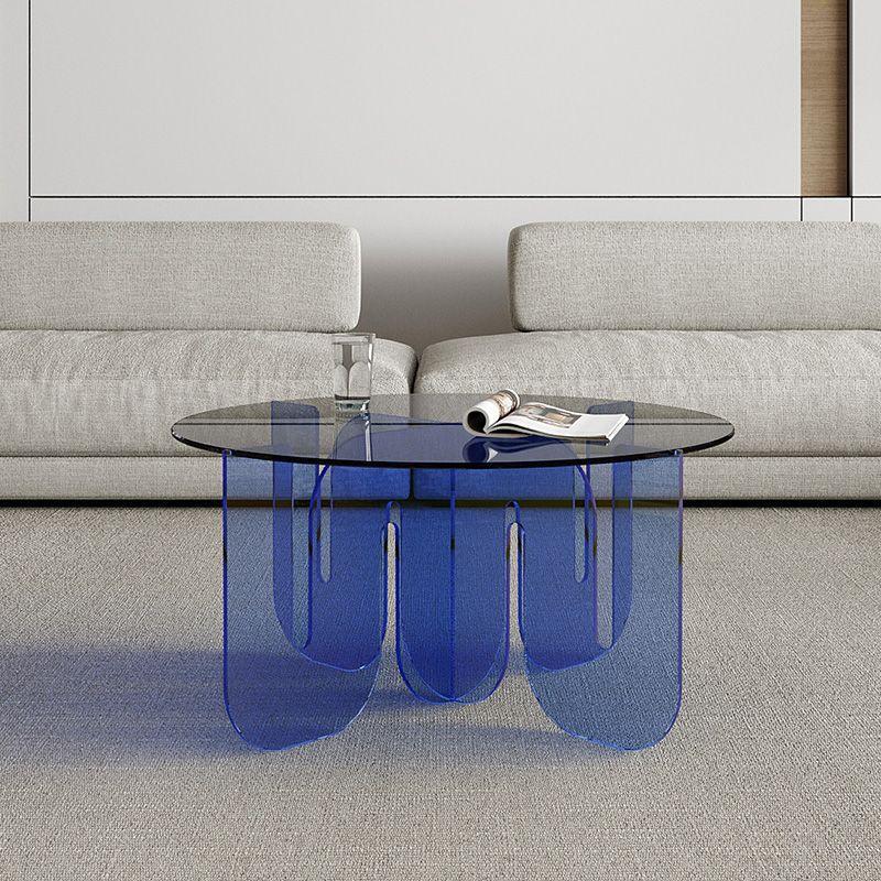 Nordic Wave Glass Coffee Table — Blue