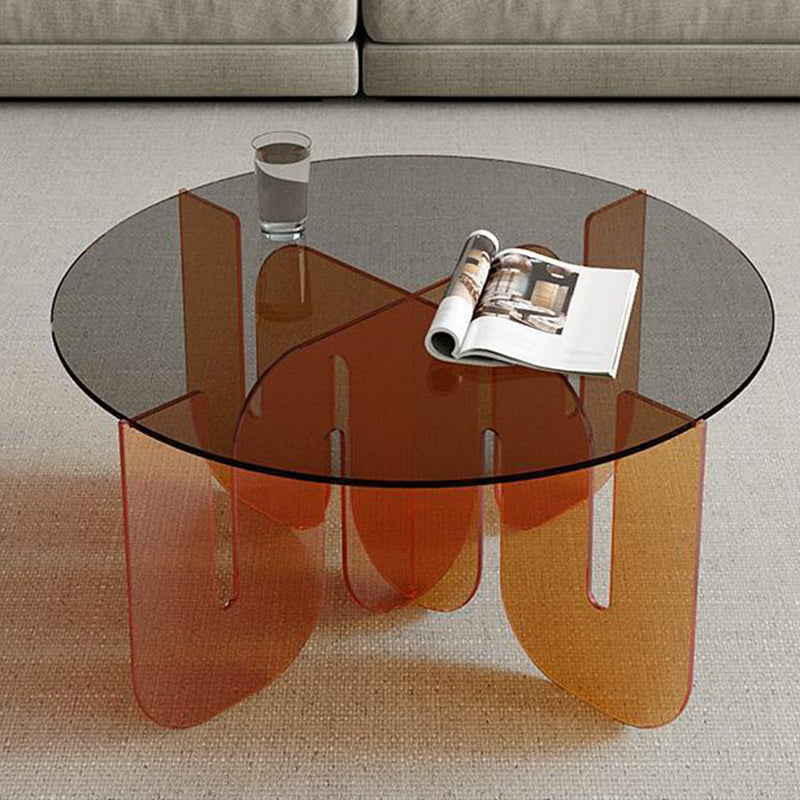 Nordic Wave Glass Coffee Table — Orange
