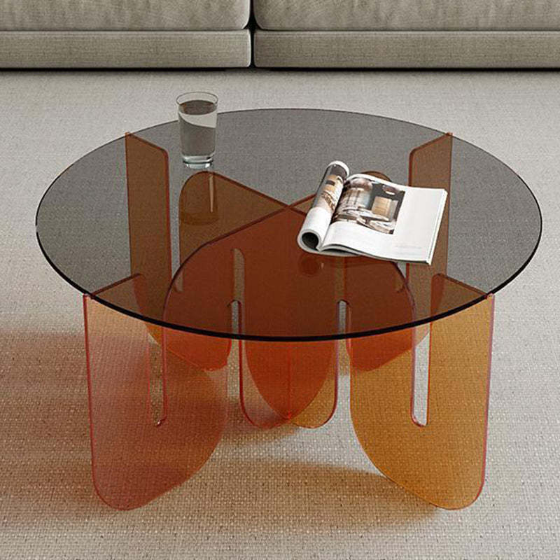 Nordic Wave Glass Coffee Table — Orange