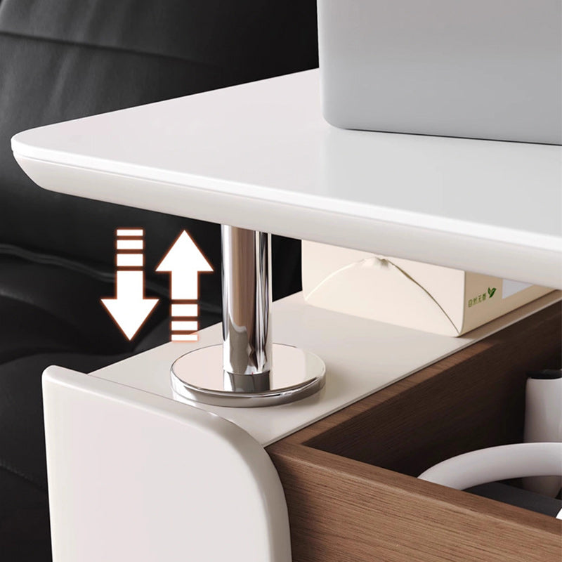 Minimalist Liftable Wood Rock Slab 3-Tier Side Table