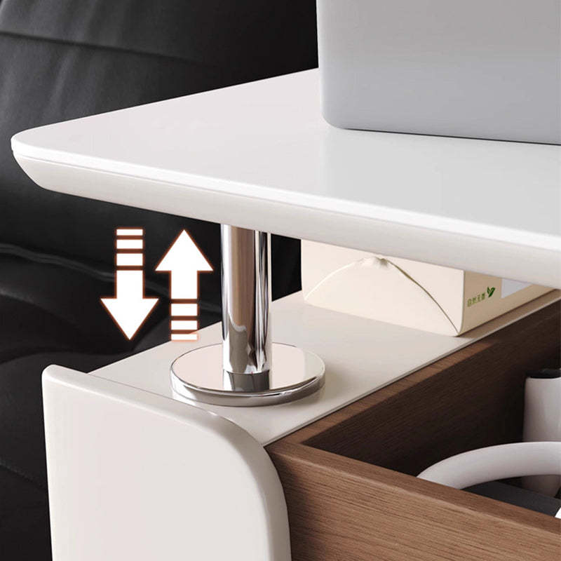 Minimalist Liftable Wood Rock Slab 3-Tier Side Table