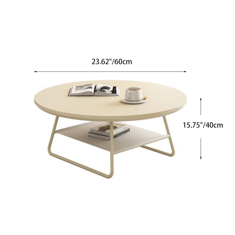 Minimalist Cream Iron Rock Slab Coffee Table