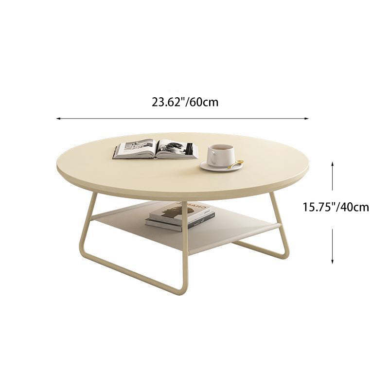 Minimalist Cream Iron Rock Slab Coffee Table