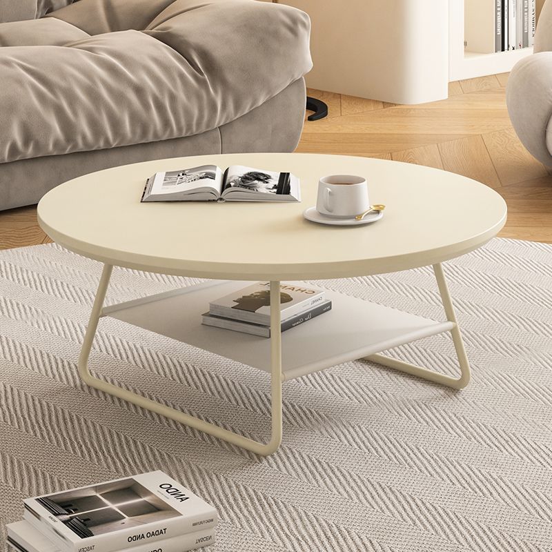Minimalist Cream Iron Rock Slab Coffee Table