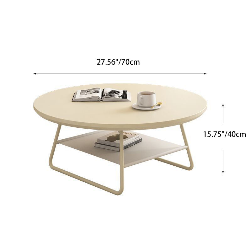 Minimalist Cream Iron Rock Slab Coffee Table