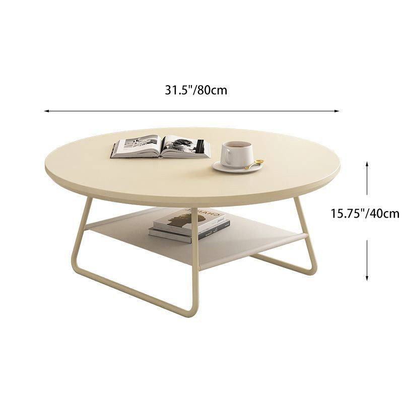 Minimalist Cream Iron Rock Slab Coffee Table