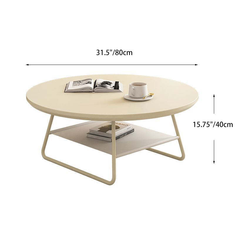 Minimalist Cream Iron Rock Slab Coffee Table